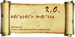 Káplár Orália névjegykártya